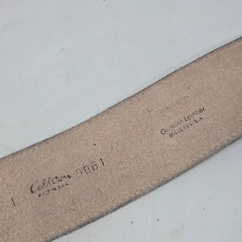 Calderon Vintage‎ Brown Lizard Embossed Leather Wide Waist Belt Gold Buckle L